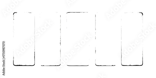 Five vertical grunge borders with distressed edges on a white background