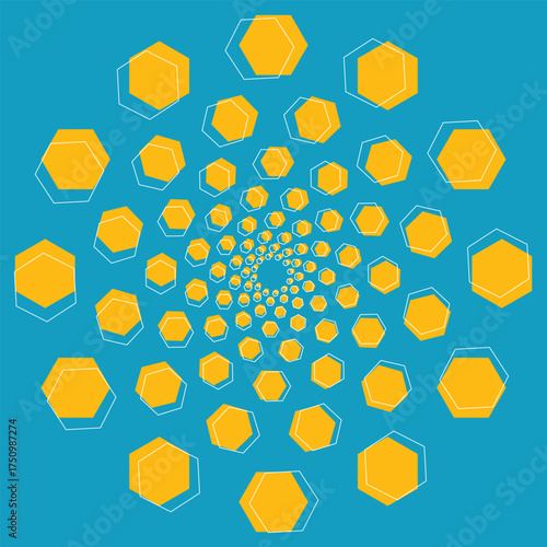 Background Pattern radial hexagon. colorful texture. optical illusion. honeycomb
