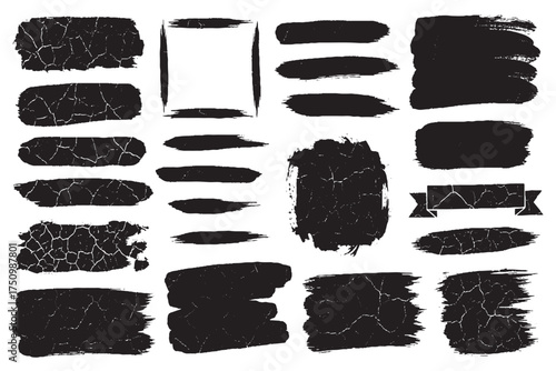 Grunge Brush Strokes and Distressed Paint Textures Set

