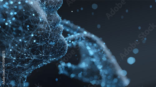 Abstract representation of a digital network with glowing blue lines and nodes, creating a sense of movement and depth