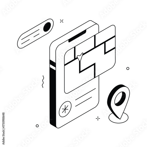 Isometric map interface for locating hospitals and clinics using smart healthcare navigation.
