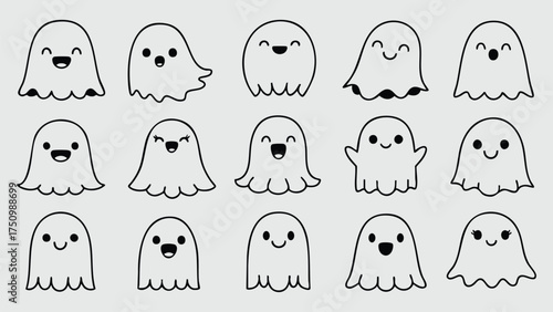 Cute Ghost Character: Kawaii Design for Halloween and Children's Projects