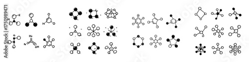 Collection of hand-drawn chemical structure diagrams and molecular models