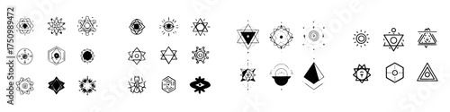 Mystic geometric symbols and esoteric icons collection set