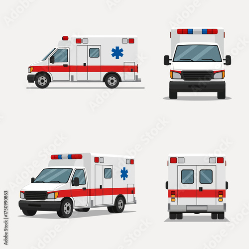 Ambulance with Plus Symbol for Emergency Services Illustration