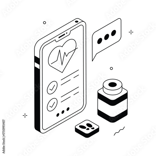 Take your hands on this amazing illustration of health app in modern style