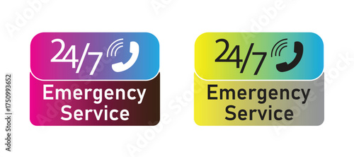 24/7 Emergency Service Gradient Icon Set