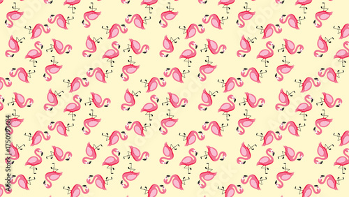 Flamingo Repeating Pattern Illustration Pink Flamingo Birds Seamless Texture Background