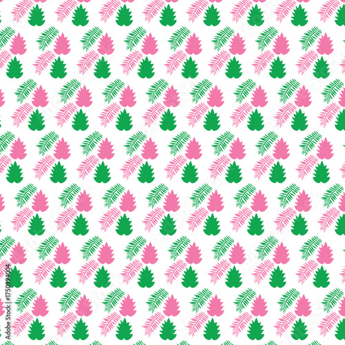 Seamless Holiday Tree Pattern With Pink And Green Christmas Trees For Background Design