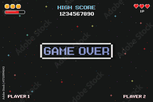 GAME OVER. Modern trendy game background with lighting effect. for game assets in vector illustrations.