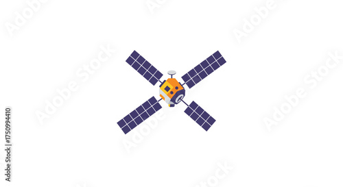 Isolated Satellite with Solar Panels for Space Exploration.