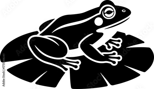 frog sitting on lily pad silhouette vector illustration