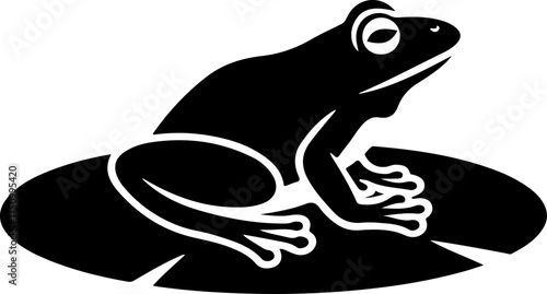 frog sitting on lily pad silhouette vector illustration