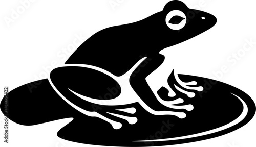 frog sitting on lily pad silhouette vector illustration