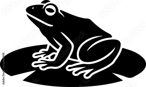 frog sitting on lily pad silhouette vector illustration