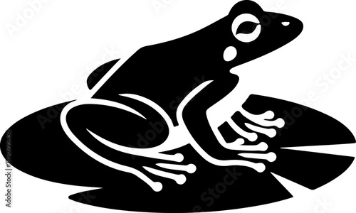 frog sitting on lily pad silhouette vector illustration
