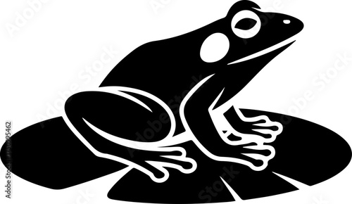 frog sitting on lily pad silhouette vector illustration