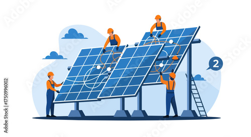 Solar Panel Installation Team Working on Renewable Energy Project.