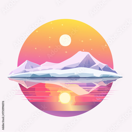 Untergehende Sonne am arktischen Meer