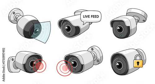Security Camera Set with Different Angles and Features.
