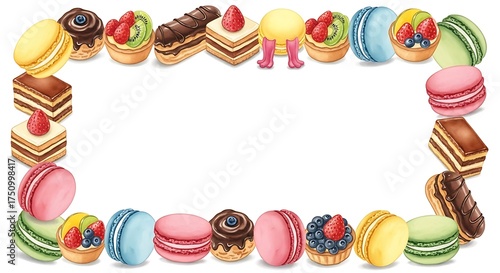 Sweet Treats Frame - Colorful Desserts Border for Celebrations and Invitations.