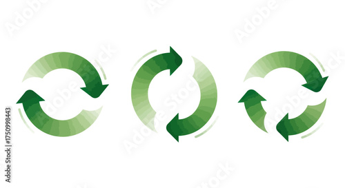 Three Green Circular Arrows Indicating Recycling and Sustainability.