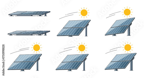Solar Panels Array with Sun Rays Renewable Energy Concept Clean Power Generation.