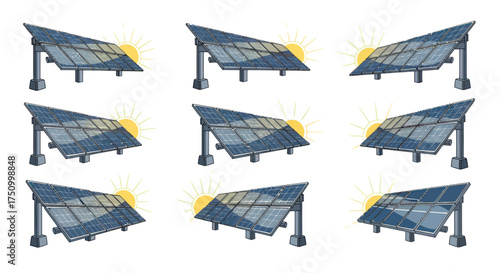 Array of Solar Panels Capturing Sunlight for Renewable Energy Generation.