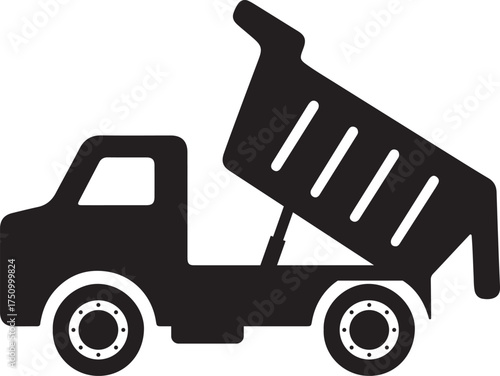 Silhouette Dump Truck Icon Minimalist Construction and Transportation Vehicle Illustration