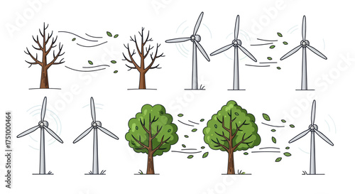 Wind Power and Trees: A Cycle of Energy and Nature.