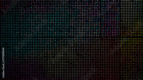 Colorful LED light panel with vibrant dots creating a dynamic pattern. Neon light background