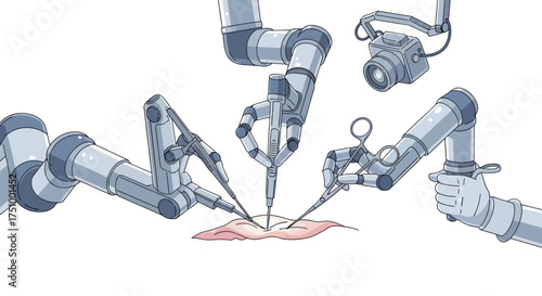 Robotic Surgical Arms Performing Precise Medical Procedure.