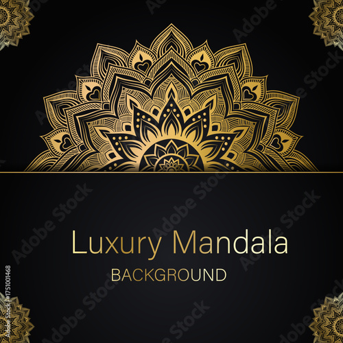 Elegant Mandala Background Design with gold luxury floral pattern texture. 