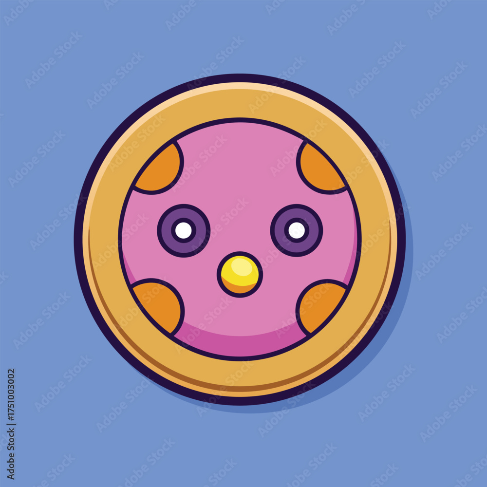 Fototapeta premium A whimsical pink cookie character with big eyes, perfect for adding a playful touch to designs related to food, sweets, or childrens themes