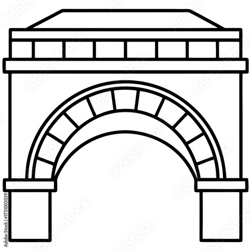 Arched bridge icon, a simple black line drawing of a pedestrian bridge for use in maps or signage