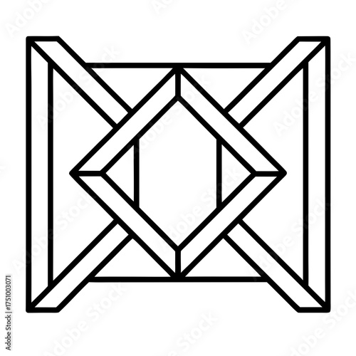 Abstract geometric pattern with symmetrical shapes and clean lines, creating a modern and eyecatching design element