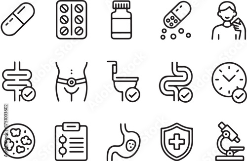 Medical icons for health, treatment, and diagnosis