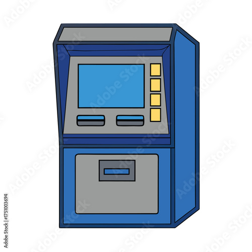 Illustration of an automated teller machine, a convenient banking device for cash withdrawals and financial transactions