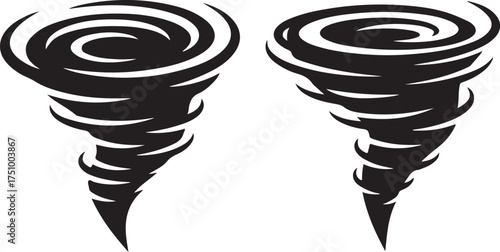 Tornado vector icon, tornado cyclone silhouette, hurricane tornado, tornado silhouette vector on white background