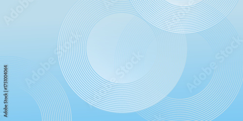 Abstract minimalist banner background, pastel colorful, blue and white gradations. Circle effect style geometric simple art