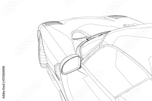 Sport car contour sketch on a white background is a free printable coloring page for kids. This detailed line art provides a fun and creative activity.