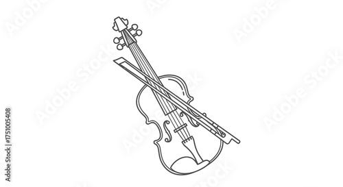 Elegantly drawn classic stringed instrument, the violin, rendered in simple line art style