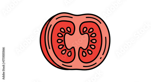 Vibrant slice of tomato showcases freshness and simplicity in minimal design style