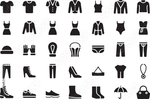 Modern clothing and accessory icons for style inspiration