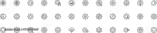 Modern clean line icons set for web and app design settings theme vector
