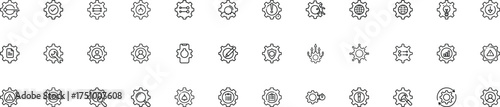 Set of simple line icons representing technology and business concepts vector