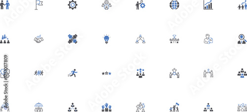 Diverse teamwork and collaboration icons set for business and projects vector