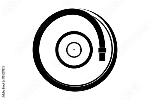Black vinyl record with concentric circles and tonearm icon record player turntable