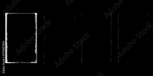 Abstract textured grunge frame borders with vertical lines and distressed edges on a black background