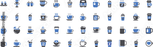 Diverse coffee cup icons set for cafe and restaurant design elements vector